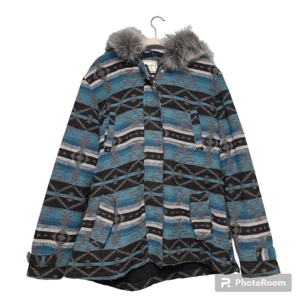 Outback Trading Co Myra Aztec Womens Jacket With Faux Fur Lined Hood Size XL - Picture 1 of 10